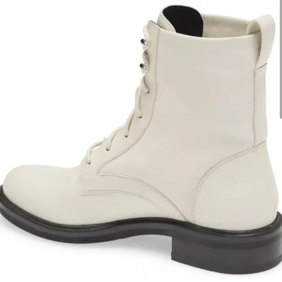 NWT Rag & Bone Slayton Lace Up Leather Boots in Antique White Size 38